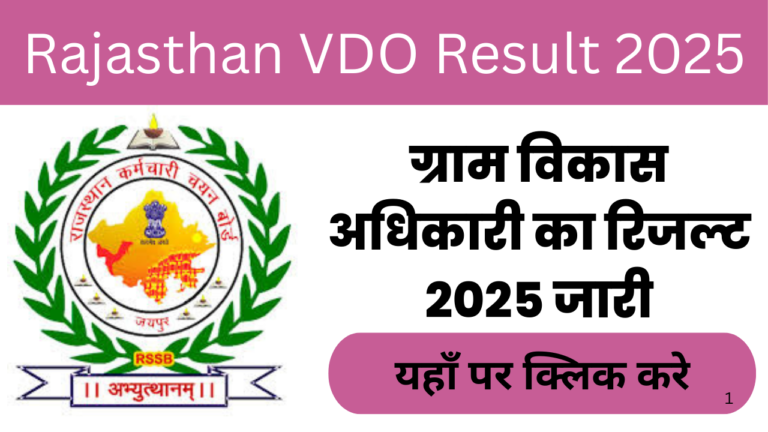 Rajasthan VDO Result 2025