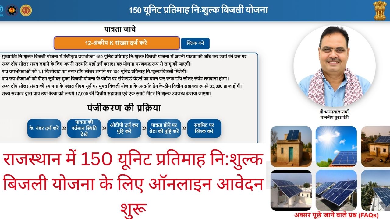 Rajasthan 150 Unit Free Bijali Yojana
